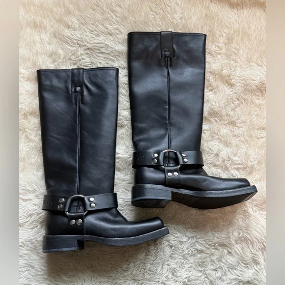Acne Studios - Leather Calf High Buckle Biker Boots - Size 7 - Picture 3 of 12